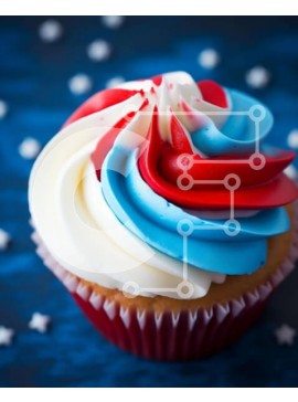 Σετ των 2 Intra Συλλεκτικό Ξύλινο Παζλ Plywood  4mm - Πατριωτικό Cupcake με Κόκκινο, Λευκό και Μπλε γλάσο Σε Ξύλινο Κουτί - Διαστάσεις: 10x10 cm – 25 κομμάτια