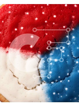 Σετ των 2 Intra Συλλεκτικό Ξύλινο Παζλ Plywood  4mm - Πατριωτικό μπισκότο με κόκκινα, λευκά και μπλε διακοσμητικά Σε Ξύλινο Κουτί - Διαστάσεις: 10x10 cm – 25 κομμάτια