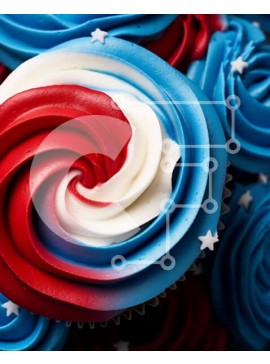 Σετ των 2 Intra Συλλεκτικό Ξύλινο Παζλ Plywood  4mm - Cupcakes με θέμα την Ημέρα της Ανεξαρτησίας σε κόκκινο, λευκό και μπλε Σε Ξύλινο Κουτί - Διαστάσεις: 10x10 cm – 25 κομμάτια