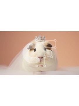 Intra Συλλεκτικό Ξύλινο Παζλ Plywood  4mm - Κομψό λευκό ινδικό χοιρίδιο με τιάρα γάμου Σε Ξύλινο Κουτί - Διαστάσεις Puzzle: 10x10 cm – 25 κομμάτια