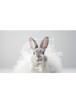 Intra Συλλεκτικό Ξύλινο Παζλ Plywood  4mm - Κομψό λευκό κουνελάκι με παπιγιόν και τιάρα Σε Ξύλινο Κουτί - Διαστάσεις Puzzle: 10x10 cm – 25 κομμάτια