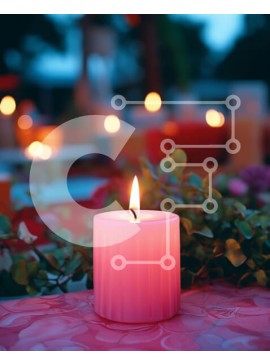 Intra Συλλεκτικό Ξύλινο Παζλ Plywood  4mm - Ροζ κερί σε λουλουδάτο σκηνικό για γιορτές Σε Ξύλινο Κουτί - Διαστάσεις Puzzle: 10x10 cm – 25 κομμάτια