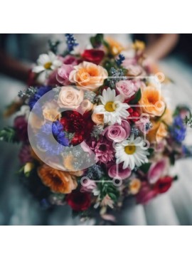 Σετ των 2 Intra Συλλεκτικό Ξύλινο Παζλ Plywood  4mm - Νύφη που κρατά πολύχρωμο μπουκέτο λουλουδιών για γάμο ή ειδικές περιστάσεις Σε Ξύλινο Κουτί - Διαστάσεις: 10x10 cm – 25 κομμάτια