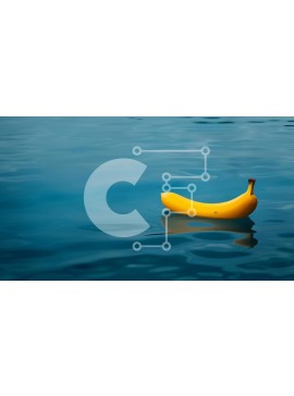 Intra Συλλεκτικό Ξύλινο Παζλ Plywood  4mm - Κίτρινη μπανάνα που επιπλέει στο μπλε νερό Σε Ξύλινο Κουτί - Διαστάσεις: 10x10 cm – 25 κομμάτια