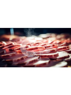 Σετ των 2 Intra Συλλεκτικό Ξύλινο Παζλ Plywood  4mm - Διάφορες φέτες κρέατος με τον καπνό στο φόντο Σε Ξύλινο Κουτί - Διαστάσεις: 10x10 cm – 25 κομμάτια