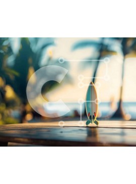 Intra Συλλεκτικό Ξύλινο Παζλ Plywood  4mm - Παιχνίδι σανίδα του σερφ σε εξωτερικό ξύλινο τραπέζι με φοίνικες Σε Ξύλινο Κουτί - Διαστάσεις Puzzle: 10x10 cm – 25 κομμάτια