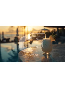 Intra Συλλεκτικό Ξύλινο Παζλ Plywood  4mm - Τροπικό ποτό δίπλα στην πισίνα Σε Ξύλινο Κουτί - Διαστάσεις Puzzle: 10x10 cm – 25 κομμάτια