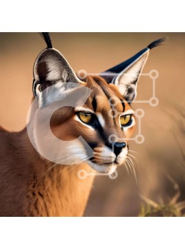 Intra Συλλεκτικό Ξύλινο Παζλ Plywood  4mm - Γάτα Caracal που στέκεται στο γρασίδι και κοιτάζει επίμονα την κάμερα Σε Ξύλινο Κουτί - Διαστάσεις: 10x10 cm – 25 κομμάτια