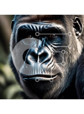 Intra Συλλεκτικό Ξύλινο Παζλ Plywood  4mm - Κοντινό πλάνο του ενήλικα γορίλα που κοιτάζει την κάμερα Σε Ξύλινο Κουτί - Διαστάσεις: 10x10 cm – 25 κομμάτια