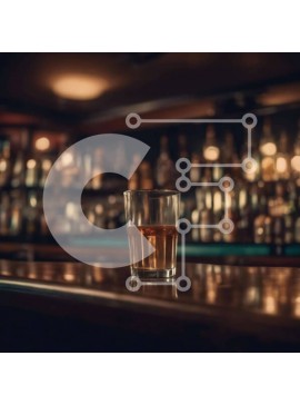 Σετ των 2 Intra Συλλεκτικό Ξύλινο Παζλ Plywood  4mm - Άδειο ποτήρι ουίσκι στον πάγκο του μπαρ Σε Ξύλινο Κουτί - Διαστάσεις: 10x10 cm – 25 κομμάτια