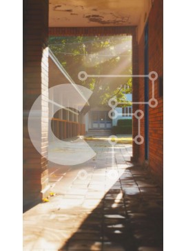 Intra Συλλεκτικό Ξύλινο Παζλ Plywood  4mm - Διάδρομος με το φως του ήλιου και τα τούβλα κτίρια Σε Ξύλινο Κουτί - Διαστάσεις Puzzle: 10x10 cm – 25 κομμάτια