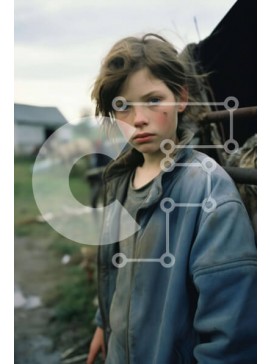 Intra Συλλεκτικό Ξύλινο Παζλ Plywood  4mm - Νεαρό αγόρι σε ανοιχτό χωράφι με ζώα φάρμας Σε Ξύλινο Κουτί - Διαστάσεις Puzzle: 10x10 cm – 25 κομμάτια