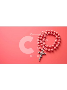 Intra Συλλεκτικό Ξύλινο Παζλ Plywood  4mm - Ροζ Ροζάριο σε πορτοκαλί φόντο Σε Ξύλινο Κουτί - Διαστάσεις Puzzle: 10x10 cm – 25 κομμάτια