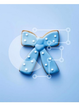 Σετ των 2 Intra Συλλεκτικό Ξύλινο Παζλ Plywood  4mm - Μπισκότο μπλε και άσπρο με διακόσμηση φιόγκων Σε Ξύλινο Κουτί - Διαστάσεις: 10x10 cm – 25 κομμάτια