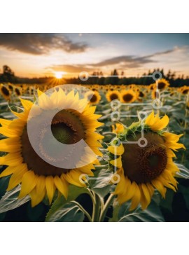 Intra Συλλεκτικό Ξύλινο Παζλ Plywood  4mm - Ηλιοτρόπια στο ηλιοβασίλεμα σε ένα χωράφι Σε Ξύλινο Κουτί - Διαστάσεις: 10x10 cm – 25 κομμάτια