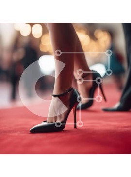 Σετ των 2 Intra Συλλεκτικό Ξύλινο Παζλ Plywood  4mm - Μαύρα ψηλοτάκουνα παπούτσια στο κόκκινο χαλί σε εκδήλωση Σε Ξύλινο Κουτί - Διαστάσεις: 10x10 cm – 25 κομμάτια