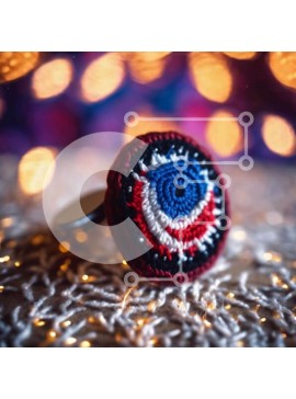 Σετ των 2 Intra Συλλεκτικό Ξύλινο Παζλ Plywood  4mm - Κόκκινο, λευκό και μπλε κροσέ μανικετόκουμπα σε περίτεχνο τραπεζομάντιλο Σε Ξύλινο Κουτί - Διαστάσεις: 10x10 cm – 25 κομμάτια