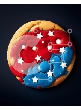 Σετ των 2 Intra Συλλεκτικό Ξύλινο Παζλ Plywood  4mm - Πατριωτικό μπισκότο 4ης ​​Ιουλίου με Κόκκινο, Λευκό και Μπλε Frosting και Ψεκασμοί Σε Ξύλινο Κουτί - Διαστάσεις: 10x10 cm – 25 κομμάτια