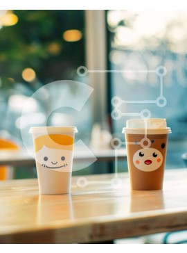 Σετ των 2 Intra Συλλεκτικό Ξύλινο Παζλ Plywood  4mm - Παιχνιδιάρικα φλιτζάνια καφέ σε ξύλινο τραπέζι Σε Ξύλινο Κουτί - Διαστάσεις: 10x10 cm – 25 κομμάτια