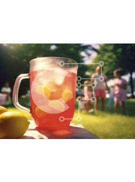 Σετ των 2 Intra Συλλεκτικό Ξύλινο Παζλ Plywood  4mm - Ροζ λεμονάδα στάμνα σε χλοώδη περιοχή Σε Ξύλινο Κουτί - Διαστάσεις: 10x10 cm – 25 κομμάτια