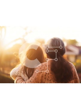 Intra Συλλεκτικό Ξύλινο Παζλ Plywood  4mm - Ηλικιωμένη γυναίκα και νεαρό κορίτσι που περπατούν στο πάρκο Σε Ξύλινο Κουτί - Διαστάσεις Puzzle: 10x10 cm – 25 κομμάτια