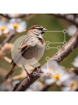 Intra Συλλεκτικό Ξύλινο Παζλ Plywood  4mm - Καφέ και λευκό πουλί στο κλαδί δέντρου Σε Ξύλινο Κουτί - Διαστάσεις: 10x10 cm – 25 κομμάτια