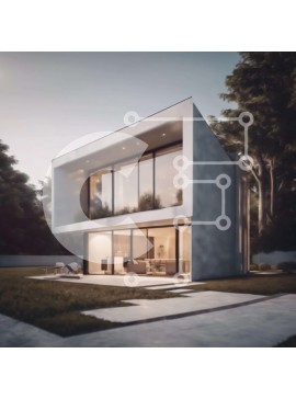 Intra Συλλεκτικό Ξύλινο Παζλ Plywood  4mm - Μοντέρνο σύγχρονο σπίτι σε καταπράσινο τοπίο Σε Ξύλινο Κουτί - Διαστάσεις Puzzle: 10x10 cm – 25 κομμάτια