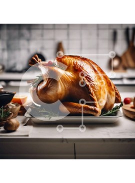 Σετ των 2 Intra Συλλεκτικό Ξύλινο Παζλ Plywood  4mm - Γαλοπούλα των Ευχαριστιών στον πάγκο της κουζίνας με μαγειρικά σκεύη Σε Ξύλινο Κουτί - Διαστάσεις: 10x10 cm – 25 κομμάτια