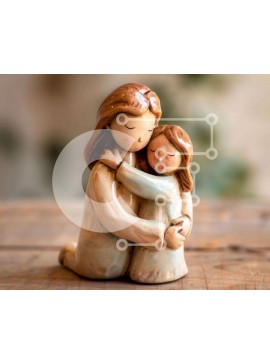 Intra Συλλεκτικό Ξύλινο Παζλ Plywood  4mm - Κεραμικό ειδώλιο μητέρας και κόρης Σε Ξύλινο Κουτί - Διαστάσεις Puzzle: 10x10 cm – 25 κομμάτια