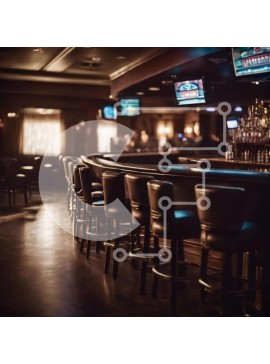 Intra Συλλεκτικό Ξύλινο Παζλ Plywood  4mm - Σκοτεινό και Άδειο Μπαρ με μαύρα σκαμπό και τηλεοράσεις Σε Ξύλινο Κουτί - Διαστάσεις Puzzle: 10x10 cm – 25 κομμάτια