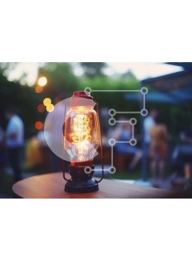 Intra Συλλεκτικό Ξύλινο Παζλ Plywood  4mm - Παλαιομοδίτικο φωτιστικό σε ξύλινο τραπέζι Σε Ξύλινο Κουτί - Διαστάσεις Puzzle: 10x10 cm – 25 κομμάτια