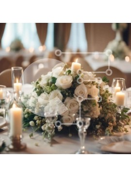 Σετ των 2 Intra Συλλεκτικό Ξύλινο Παζλ Plywood  4mm - Κομψό τραπέζι με λευκά τριαντάφυλλα και κεριά Σε Ξύλινο Κουτί - Διαστάσεις: 10x10 cm – 25 κομμάτια