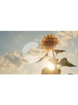 Intra Συλλεκτικό Ξύλινο Παζλ Plywood  4mm - Ενιαίος ηλίανθος με φόντο ηλιοβασίλεμα Σε Ξύλινο Κουτί - Διαστάσεις: 10x10 cm – 25 κομμάτια