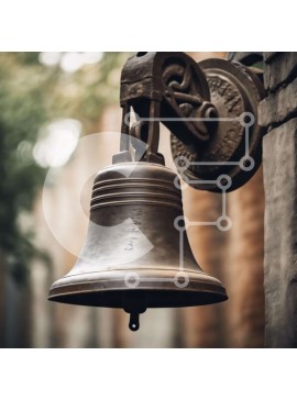 Intra Συλλεκτικό Ξύλινο Παζλ Plywood  4mm - Μεγάλο μεταλλικό κουδούνι που κρέμεται στο παλιό κτίριο Σε Ξύλινο Κουτί - Διαστάσεις Puzzle: 10x10 cm – 25 κομμάτια