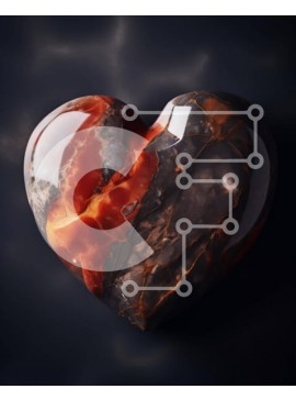 Intra Συλλεκτικό Ξύλινο Παζλ Plywood  4mm - Πέτρα σε σχήμα καρδιάς με κόκκινα και πορτοκαλί χρώματα Σε Ξύλινο Κουτί - Διαστάσεις Puzzle: 10x10 cm – 25 κομμάτια