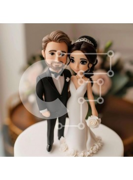 Σετ των 2 Intra Συλλεκτικό Ξύλινο Παζλ Plywood  4mm - Topper Γαμήλιας Τούρτας με Νύφη και Γαμπρό Σε Ξύλινο Κουτί - Διαστάσεις: 10x10 cm – 25 κομμάτια