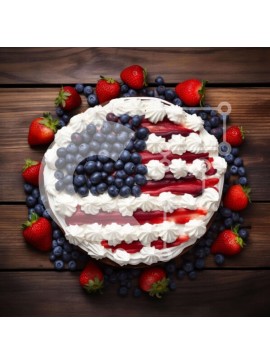 Σετ των 2 Intra Συλλεκτικό Ξύλινο Παζλ Plywood  4mm - Κέικ αμερικανικής σημαίας με φρέσκα μούρα Σε Ξύλινο Κουτί - Διαστάσεις: 10x10 cm – 25 κομμάτια