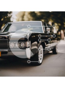 Intra Συλλεκτικό Ξύλινο Παζλ Plywood  4mm - Vintage μαύρο αυτοκίνητο παρκαρισμένο στην άκρη του δρόμου Σε Ξύλινο Κουτί - Διαστάσεις Puzzle: 10x10 cm – 25 κομμάτια