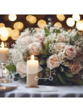 Σετ των 2 Intra Συλλεκτικό Ξύλινο Παζλ Plywood  4mm - Κομψό τραπέζι με κεριά, τριαντάφυλλα και πιάτα Σε Ξύλινο Κουτί - Διαστάσεις: 10x10 cm – 25 κομμάτια