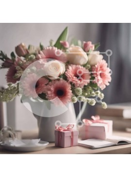 Intra Συλλεκτικό Ξύλινο Παζλ Plywood  4mm - Ανοιξιάτικα λουλούδια και δώρα Σε Ξύλινο Κουτί - Διαστάσεις Puzzle: 10x10 cm – 25 κομμάτια