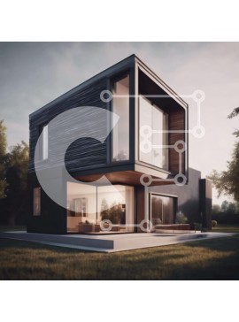 Intra Συλλεκτικό Ξύλινο Παζλ Plywood  4mm - Μοντέρνο σύγχρονο σπίτι σε καταπράσινο τοπίο Σε Ξύλινο Κουτί - Διαστάσεις Puzzle: 10x10 cm – 25 κομμάτια