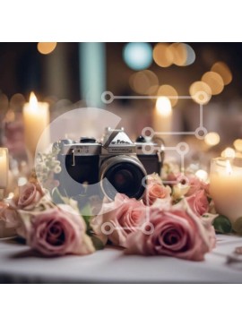 Intra Συλλεκτικό Ξύλινο Παζλ Plywood  4mm - Vintage κάμερα σε τριαντάφυλλα και κεριά Σε Ξύλινο Κουτί - Διαστάσεις Puzzle: 10x10 cm – 25 κομμάτια