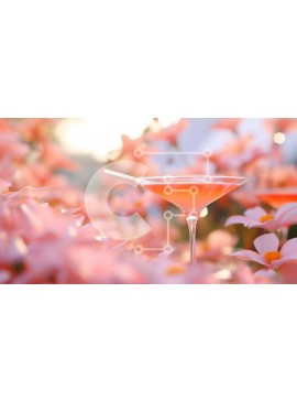 Σετ των 2 Intra Συλλεκτικό Ξύλινο Παζλ Plywood  4mm - Ροζ ποτήρι Martini με λουλούδια Σε Ξύλινο Κουτί - Διαστάσεις: 10x10 cm – 25 κομμάτια