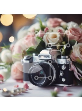 Intra Συλλεκτικό Ξύλινο Παζλ Plywood  4mm - Vintage κάμερα και λουλούδια Σε Ξύλινο Κουτί - Διαστάσεις Puzzle: 10x10 cm – 25 κομμάτια