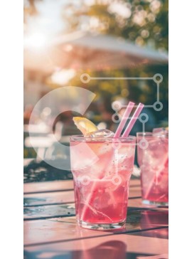 Intra Συλλεκτικό Ξύλινο Παζλ Plywood  4mm - Ροζ ποτά σε ξύλινο τραπέζι σε εξωτερικούς χώρους Σε Ξύλινο Κουτί - Διαστάσεις: 10x10 cm – 25 κομμάτια