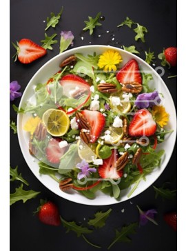 Σετ των 2 Intra Συλλεκτικό Ξύλινο Παζλ Plywood  4mm - Πολύχρωμη σαλάτα με φράουλες, λεμόνια, ξηρούς καρπούς και λουλούδια Σε Ξύλινο Κουτί - Διαστάσεις: 10x10 cm – 25 κομμάτια