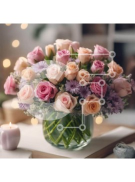 Σετ των 2 Intra Συλλεκτικό Ξύλινο Παζλ Plywood  4mm - Ρομαντική ανθοσυνθέσεις με κεριά και βιβλίο Σε Ξύλινο Κουτί - Διαστάσεις: 10x10 cm – 25 κομμάτια