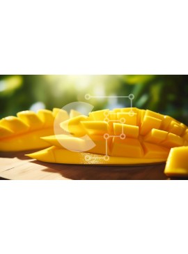 Σετ των 2 Intra Συλλεκτικό Ξύλινο Παζλ Plywood  4mm - Φρέσκες φέτες μάνγκο σε ξύλινη σανίδα κοπής Σε Ξύλινο Κουτί - Διαστάσεις: 10x10 cm – 25 κομμάτια