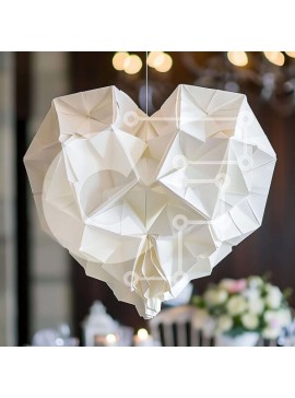 Intra Συλλεκτικό Ξύλινο Παζλ Plywood  4mm - Λευκή διακόσμηση Origami σε σχήμα καρδιάς στην τραπεζαρία Σε Ξύλινο Κουτί - Διαστάσεις Puzzle: 10x10 cm – 25 κομμάτια