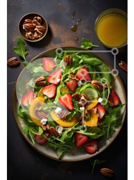 Σετ των 2 Intra Συλλεκτικό Ξύλινο Παζλ Plywood  4mm - Πολύχρωμη σαλάτα με φράουλες, πεκάν και πράσινα φυλλώδη λαχανικά Σε Ξύλινο Κουτί - Διαστάσεις: 10x10 cm – 25 κομμάτια